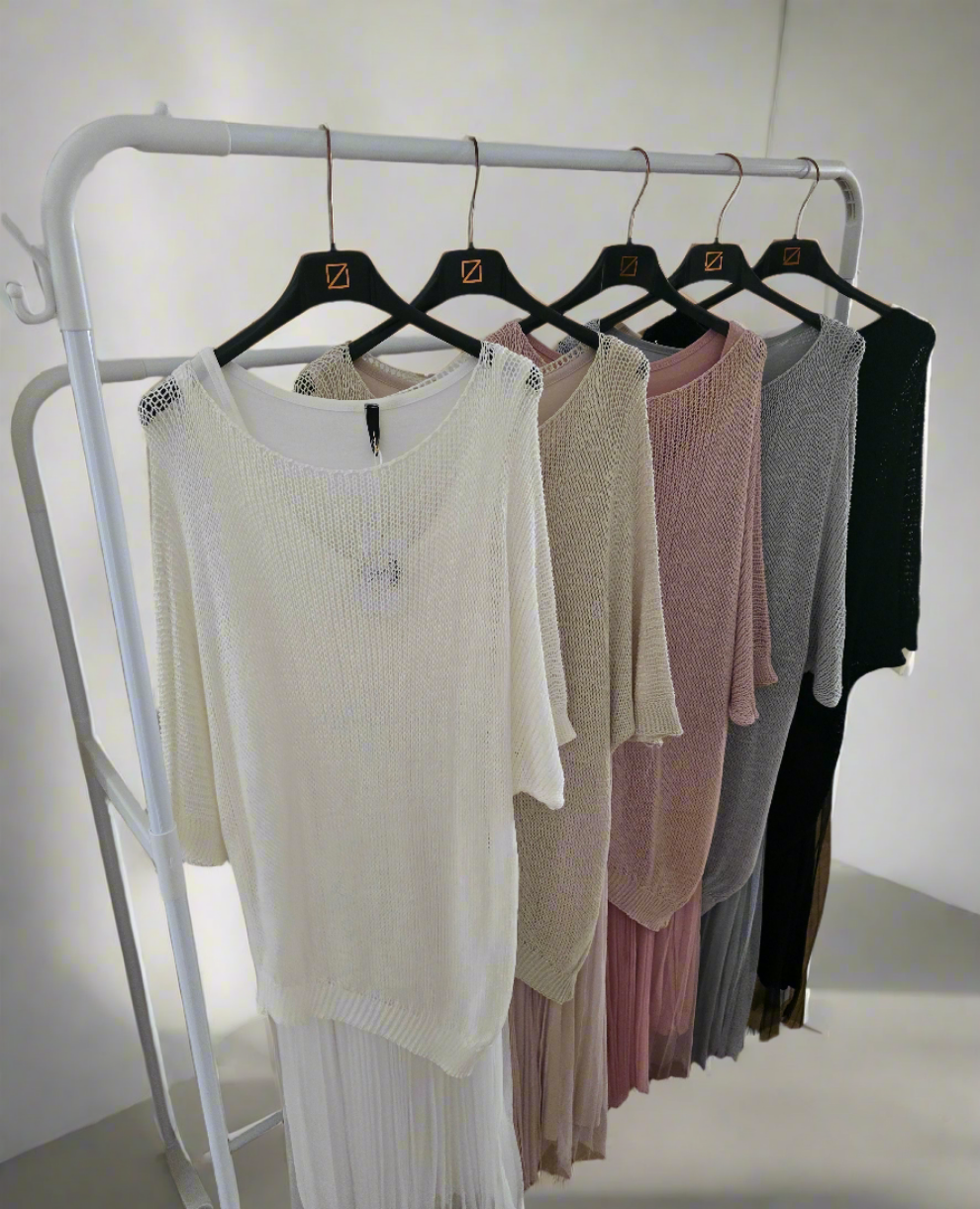 Plisseekleid mit integriertem Feinstrickshirt