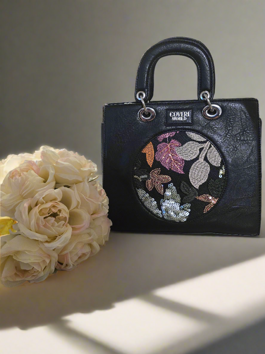 Tasche mit rundem Blumenbild
