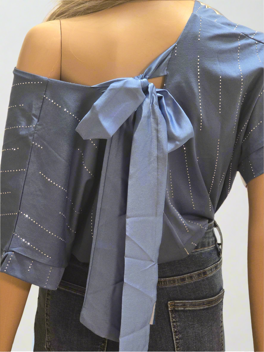 T-Shirt mit Schleife und Glitzerdetail