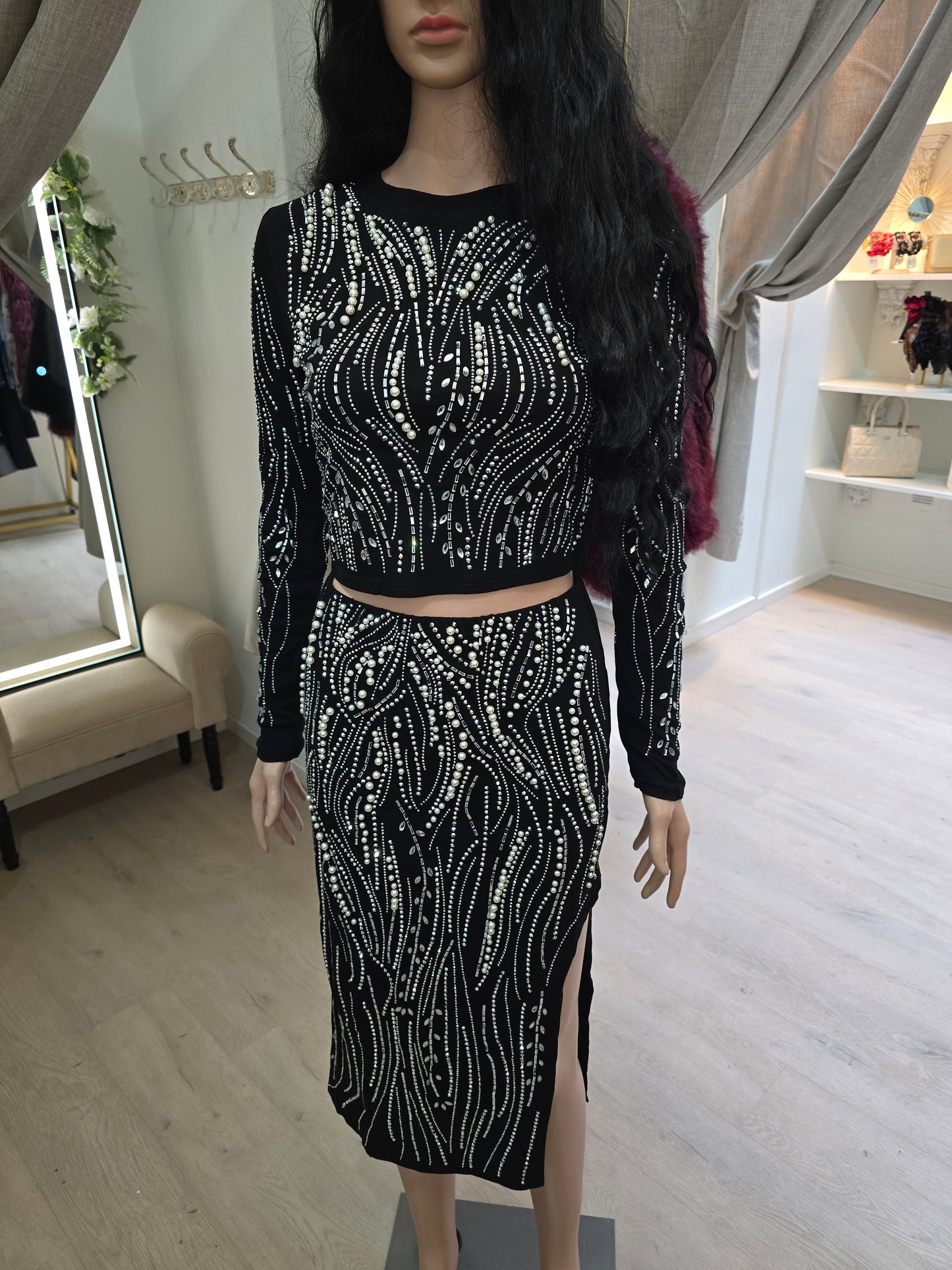 Cropped Oberteil mit Strass