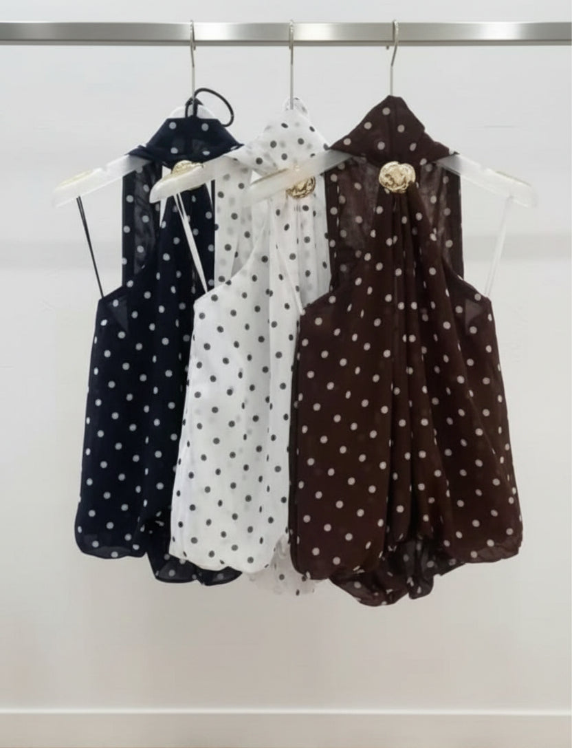 Neckholder Bluse Polka Dot