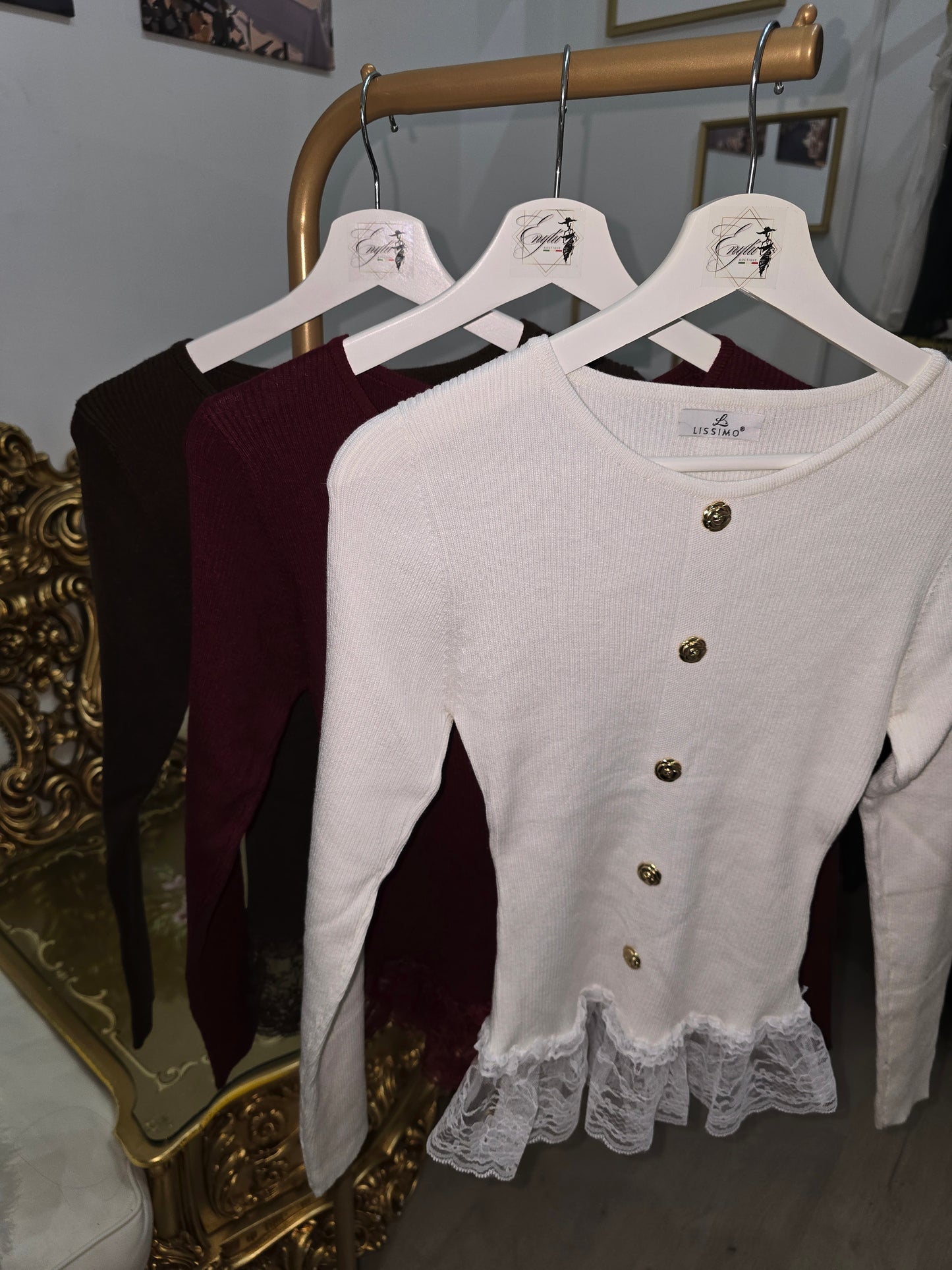 Pullover mit Spitzenbesatz am Saum