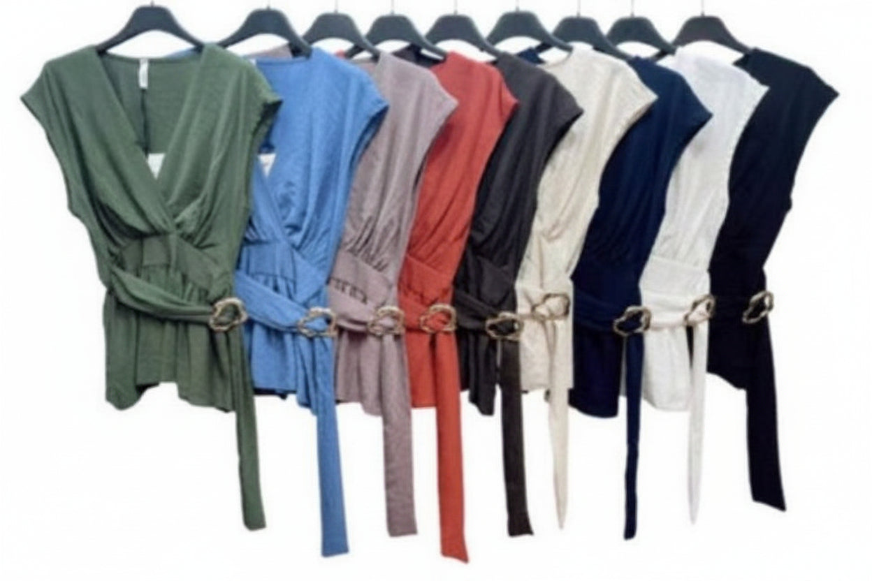 Wickelbluse mit Schnallengürtel
