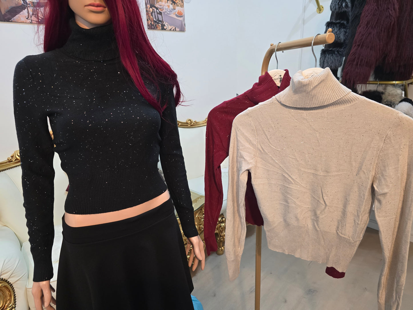 Rollkragenpullover mit Glitzer