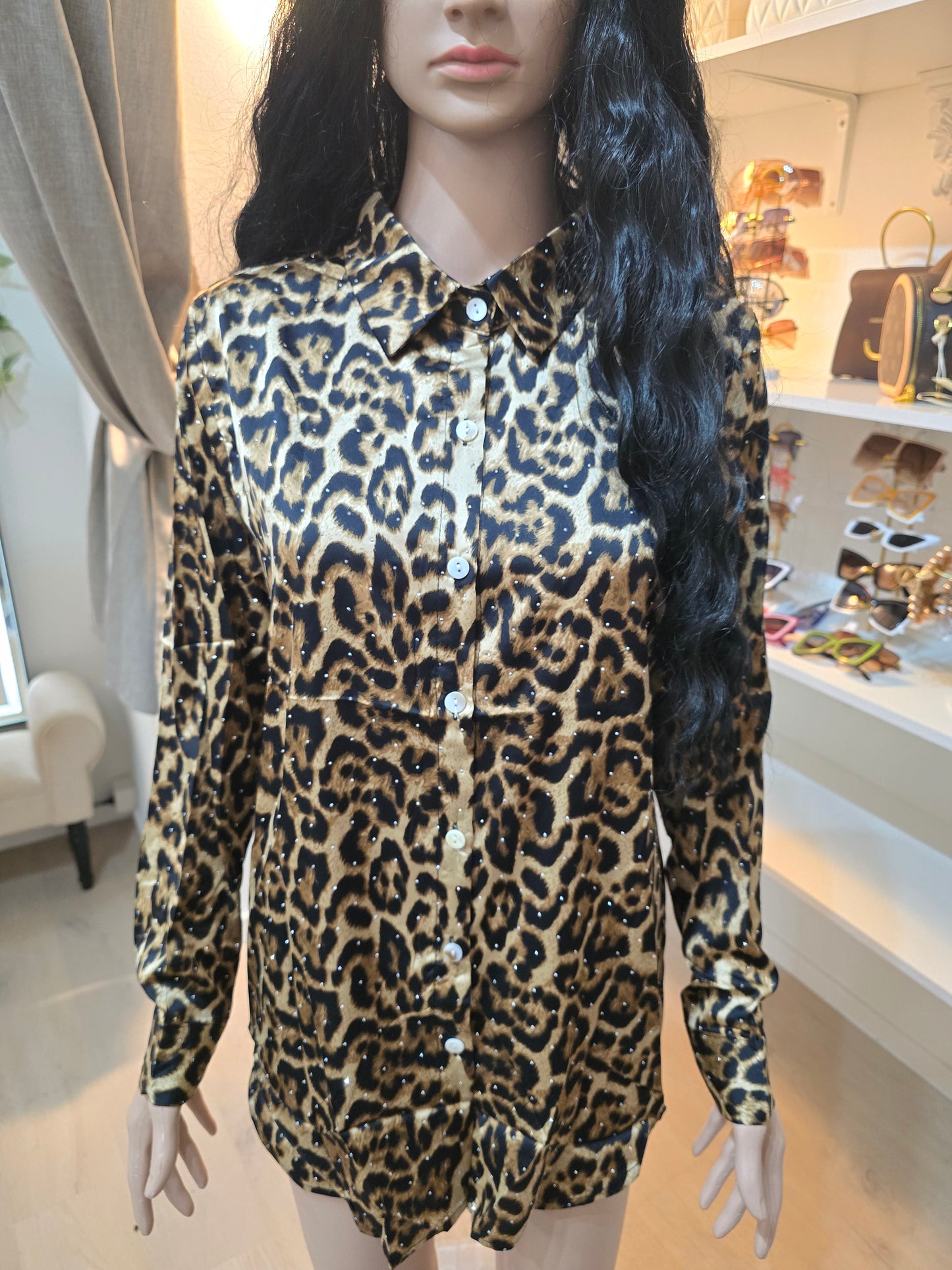 Leoparden Hemd mit Strass