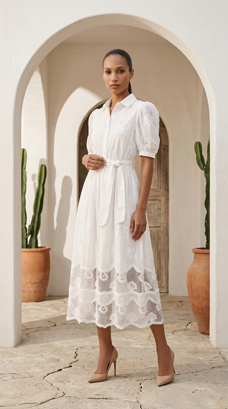 Kleid aus Baumwolle mit Spitze