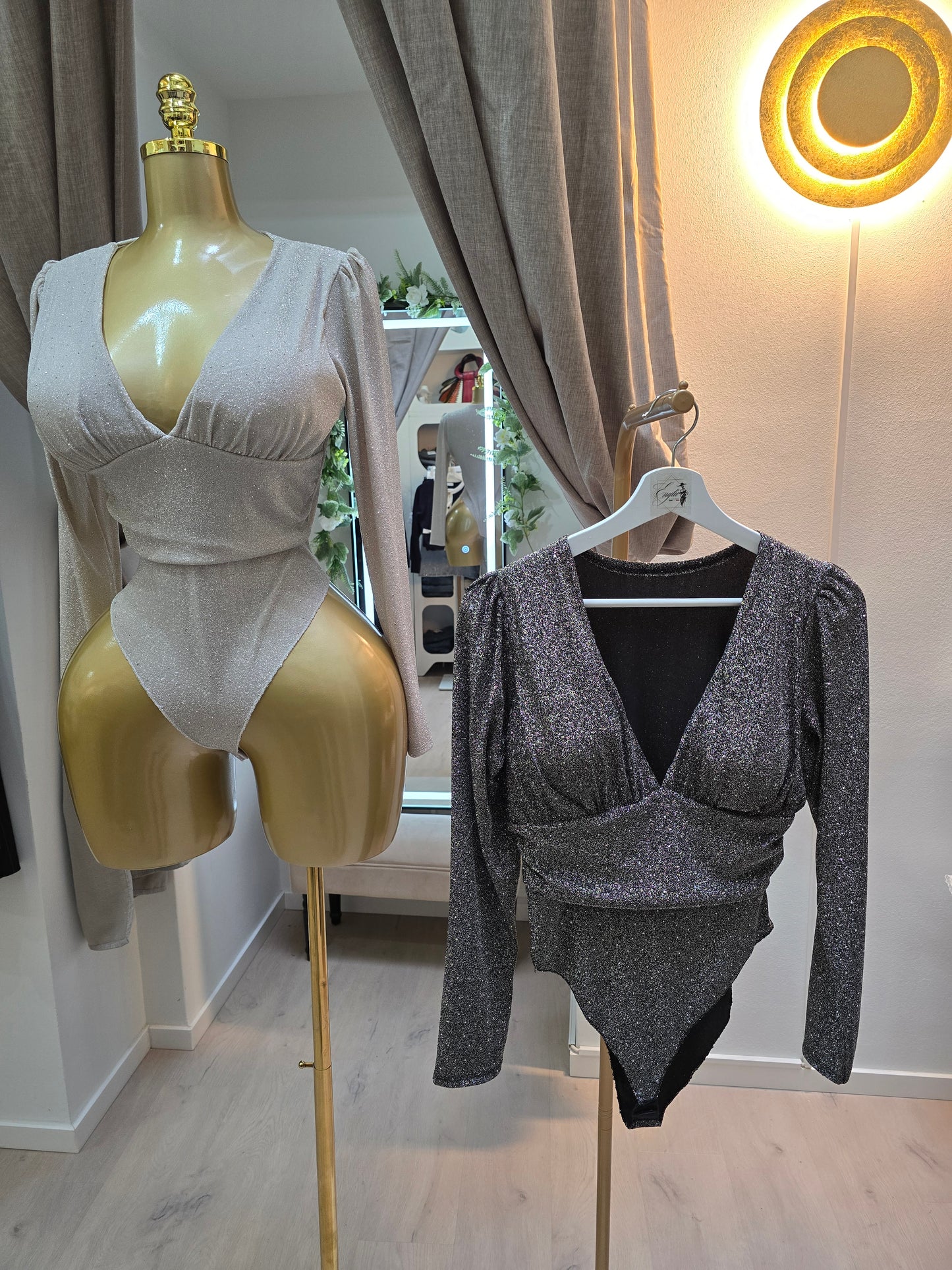 Langärmliges Body Glitzer