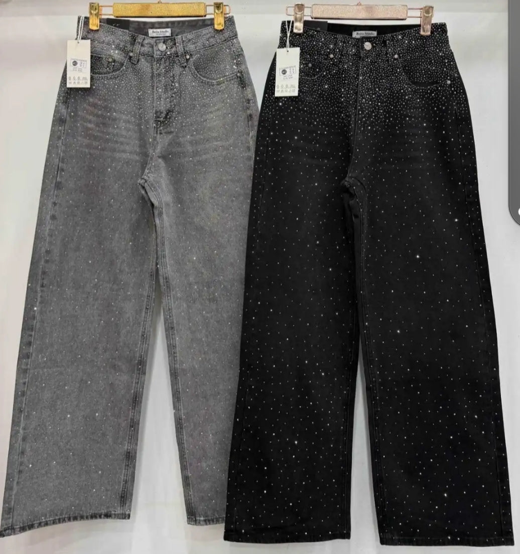 Balloon Jeans mit Glitzer