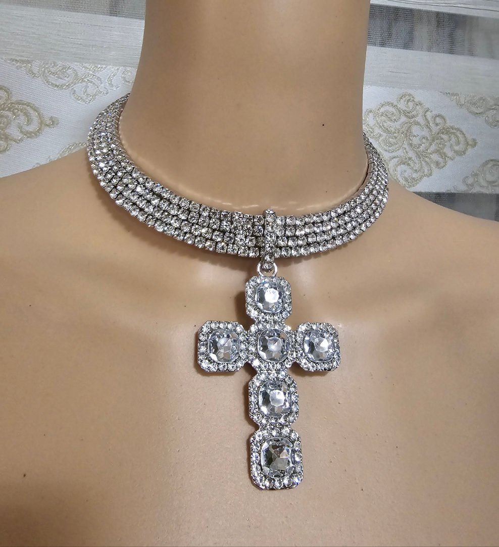 Glitzerkette Kreuz