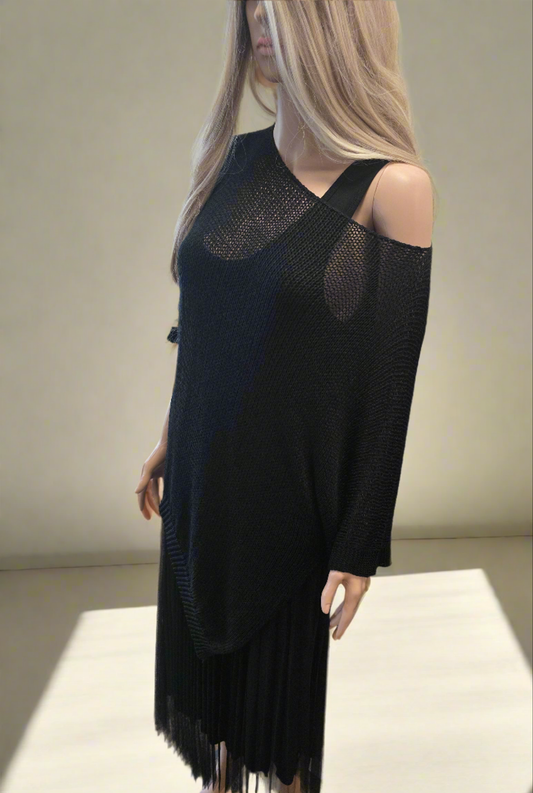 Plisseekleid mit integriertem Feinstrickshirt