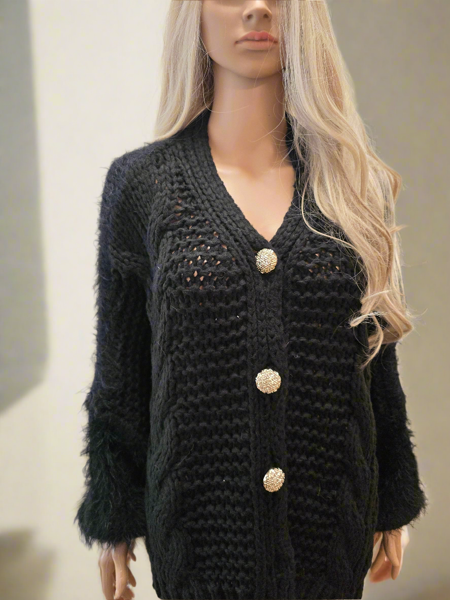 Strickjacke mit Fell