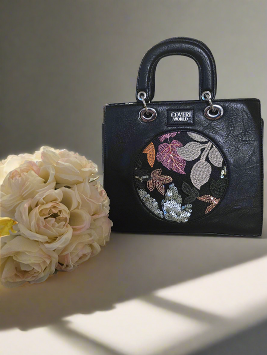 Tasche mit rundem Blumenbild
