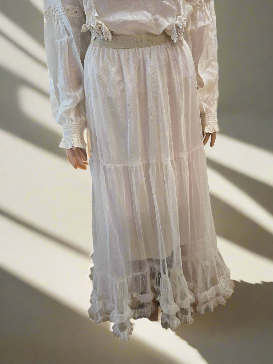 Langer Rock mit Rüschen