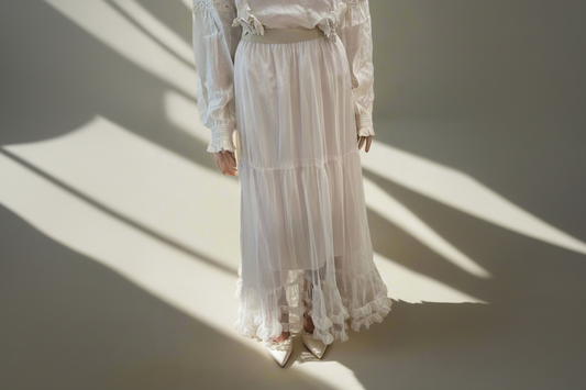 Langer Rock mit Rüschen