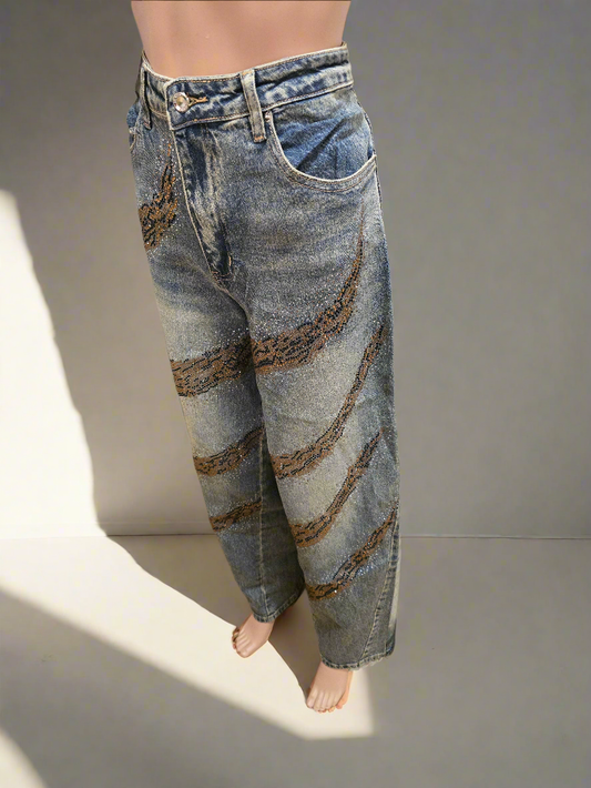 Jeans mit Leopardenmuster