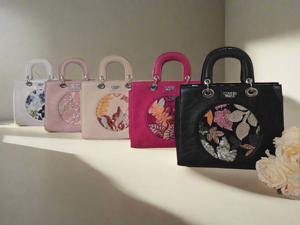 Tasche mit rundem Blumenbild