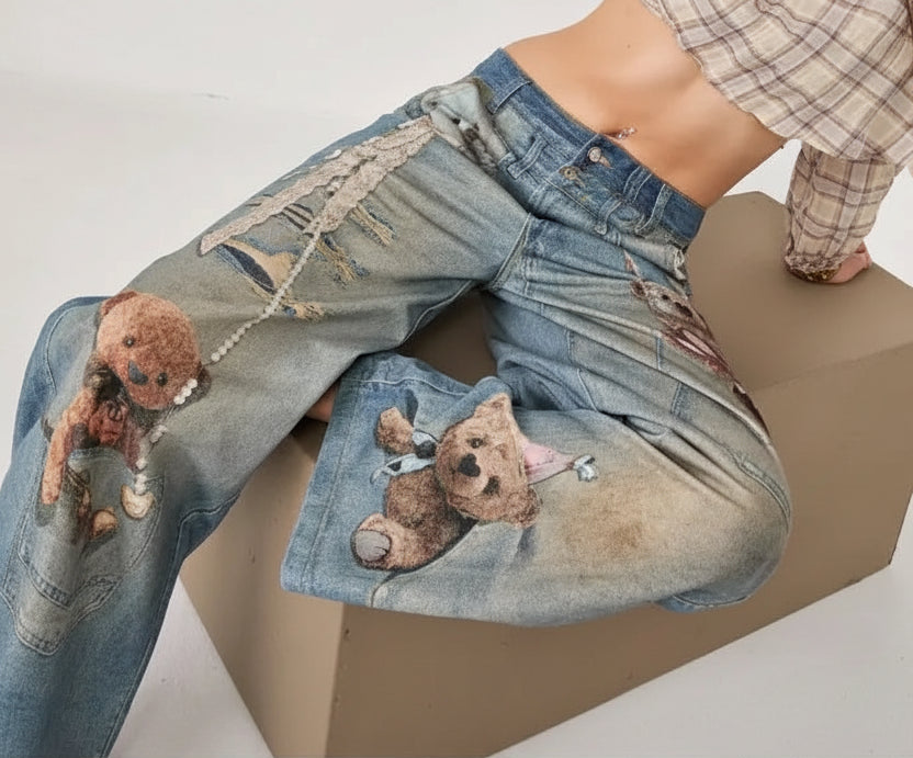 Ballon Jeanshose mit Teddybär