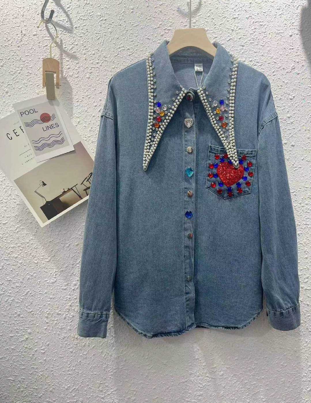 Jeanshemd mit Strass