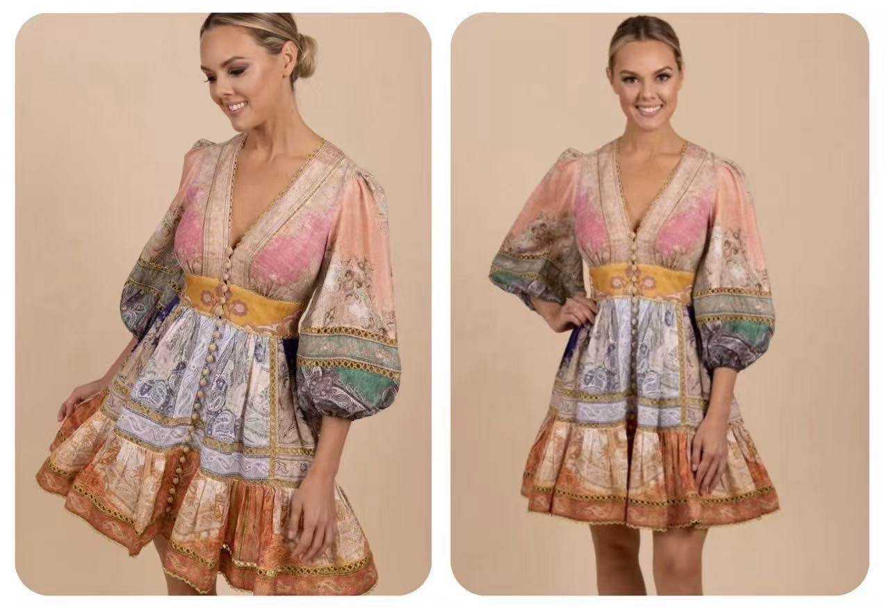 Boho Paisley Kleid kurz