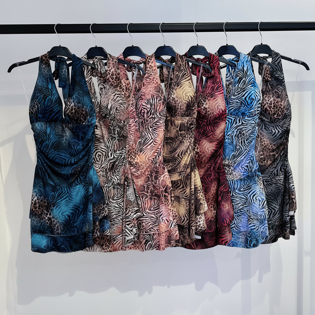 Neckholder Kleid Animal Print