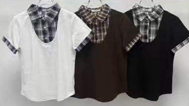 T Shirt mit Intergrierten Kragen