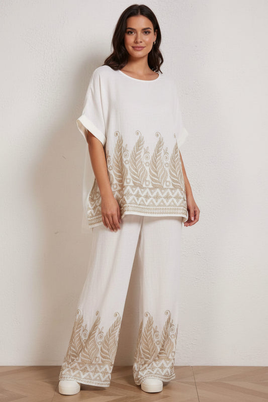 Zweiteiliges Set Gold Gestrickt