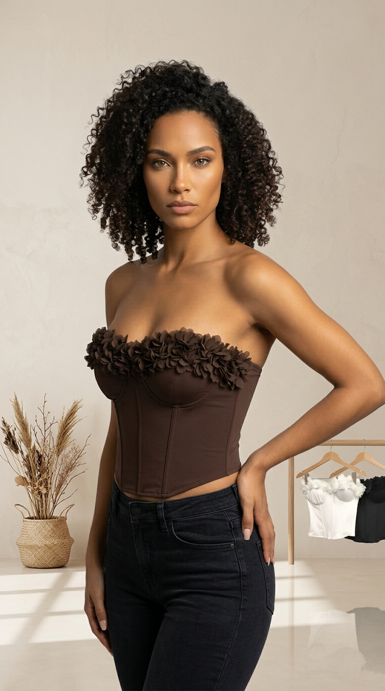 Korsett Top mit Blumen