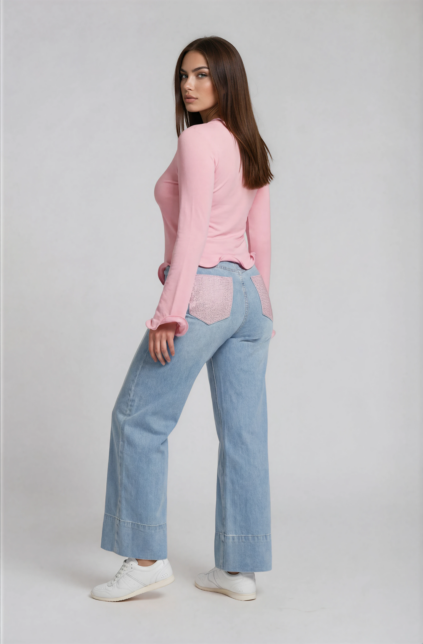 Jeans mit Rosa Hosentasche