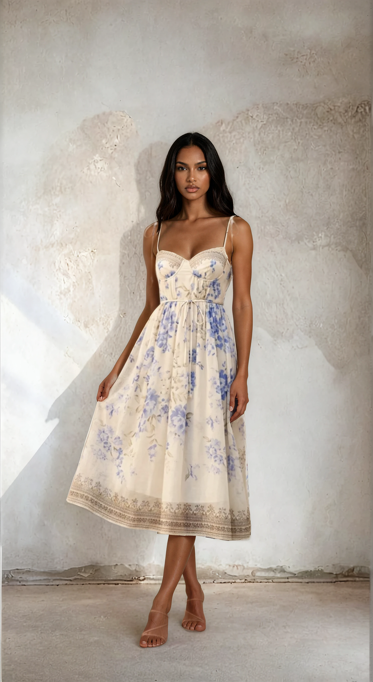 Kleid A Linie mit Blumenträger