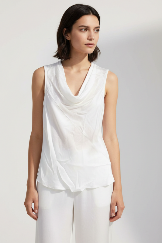 Satin-Top aus Viskose mit Wasserfallausschnitt