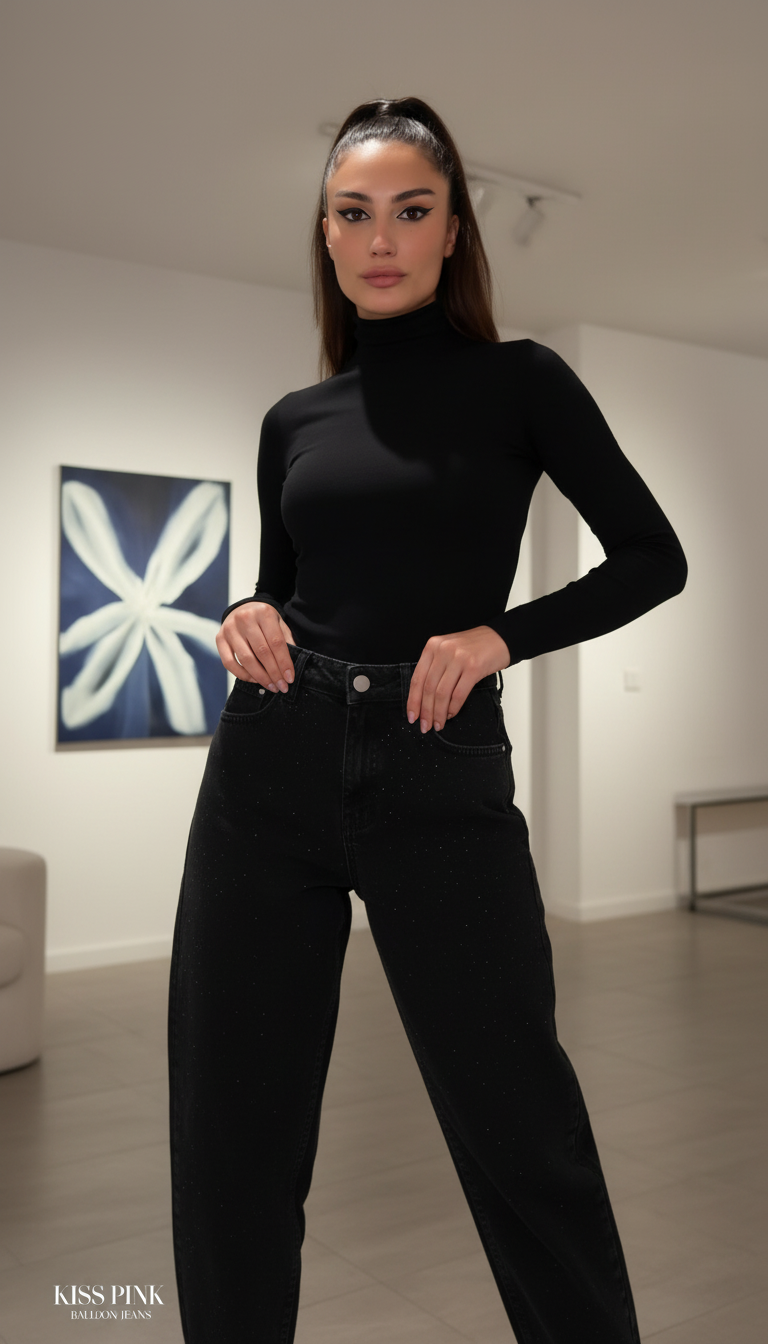Balloon Jeans mit Glitzer