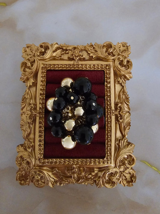 Schwarz Goldener Perlenring