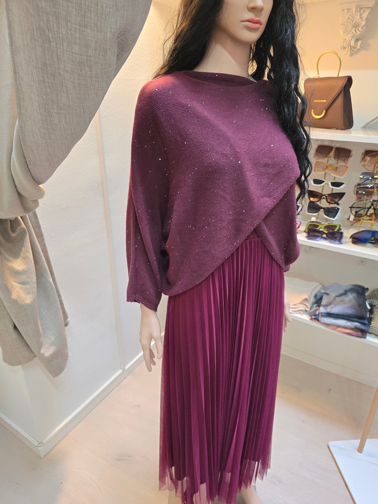 Kleid mit integrierten Pullover und Glitzer