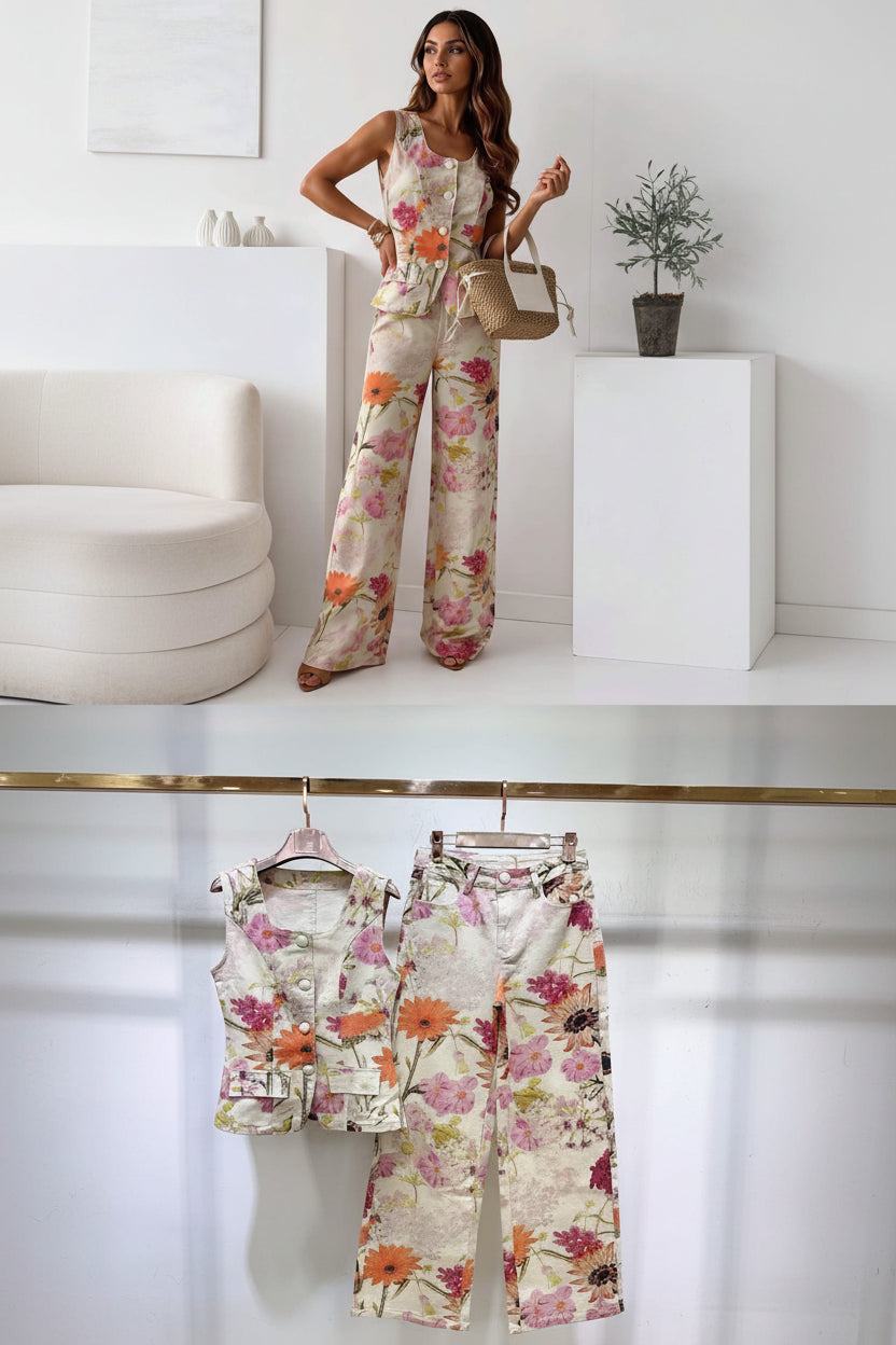 Blumen-Gilet & Hose Set