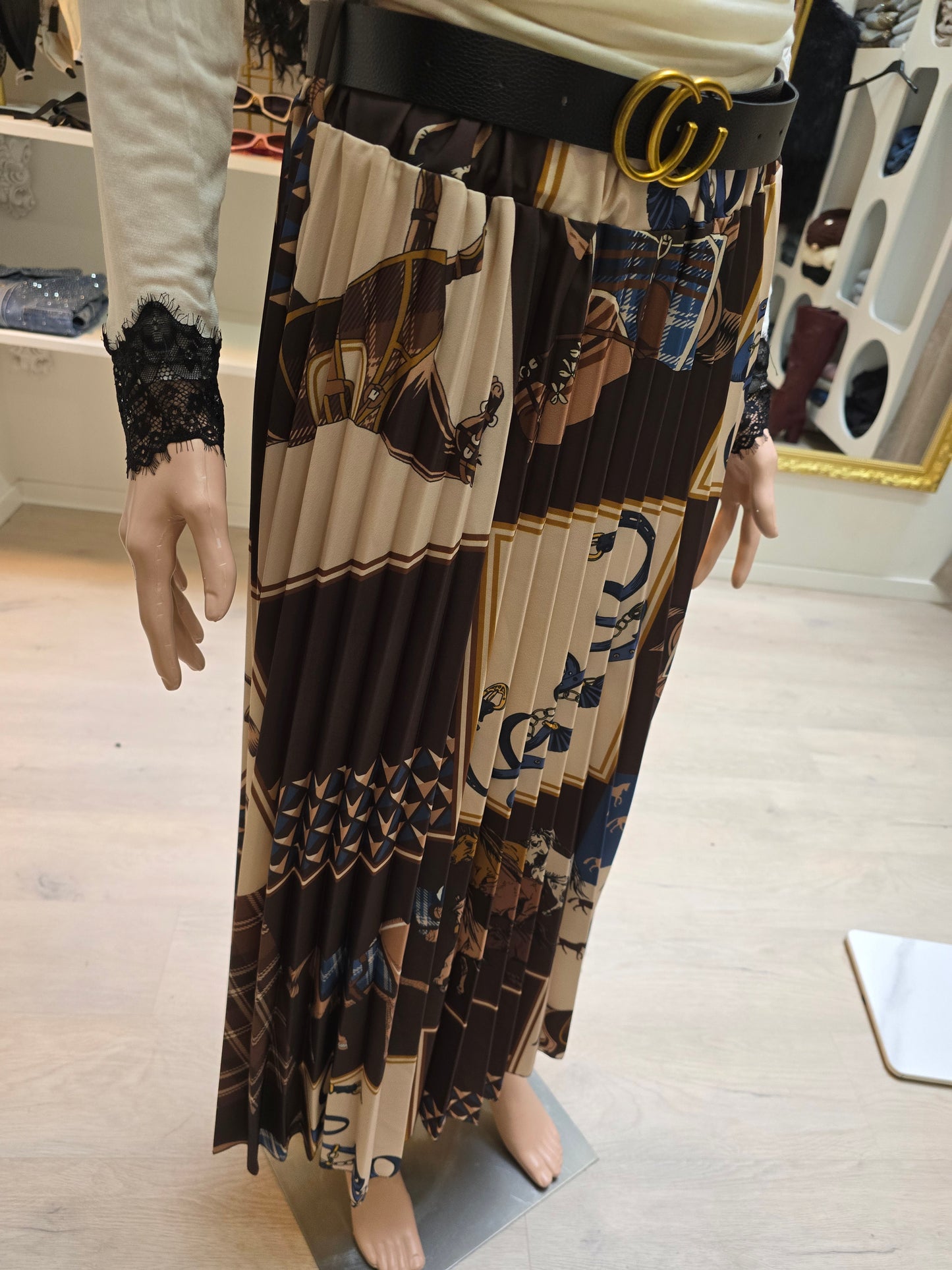 Plisseerock mit Pferdemuster