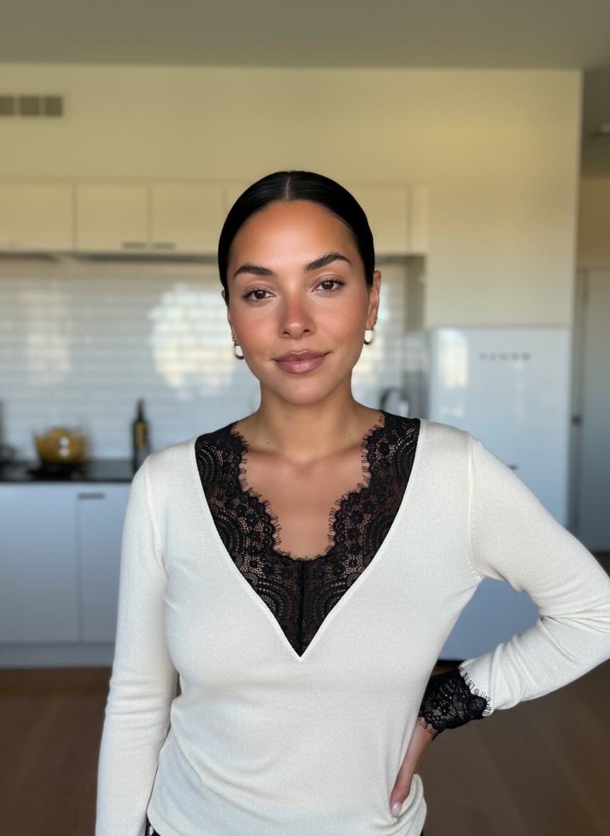 Cashmere Blend Shirt mit Spitze