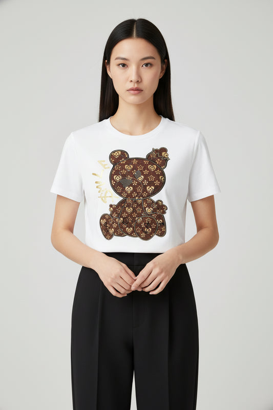 T-Shirt mit Gemusterten Teddy