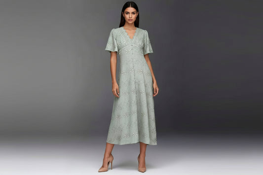 Langes Sommerkleid Floral embroidery