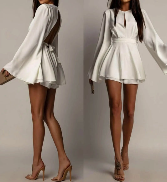 Langärmeliges A Linien Kleid mit Shorts