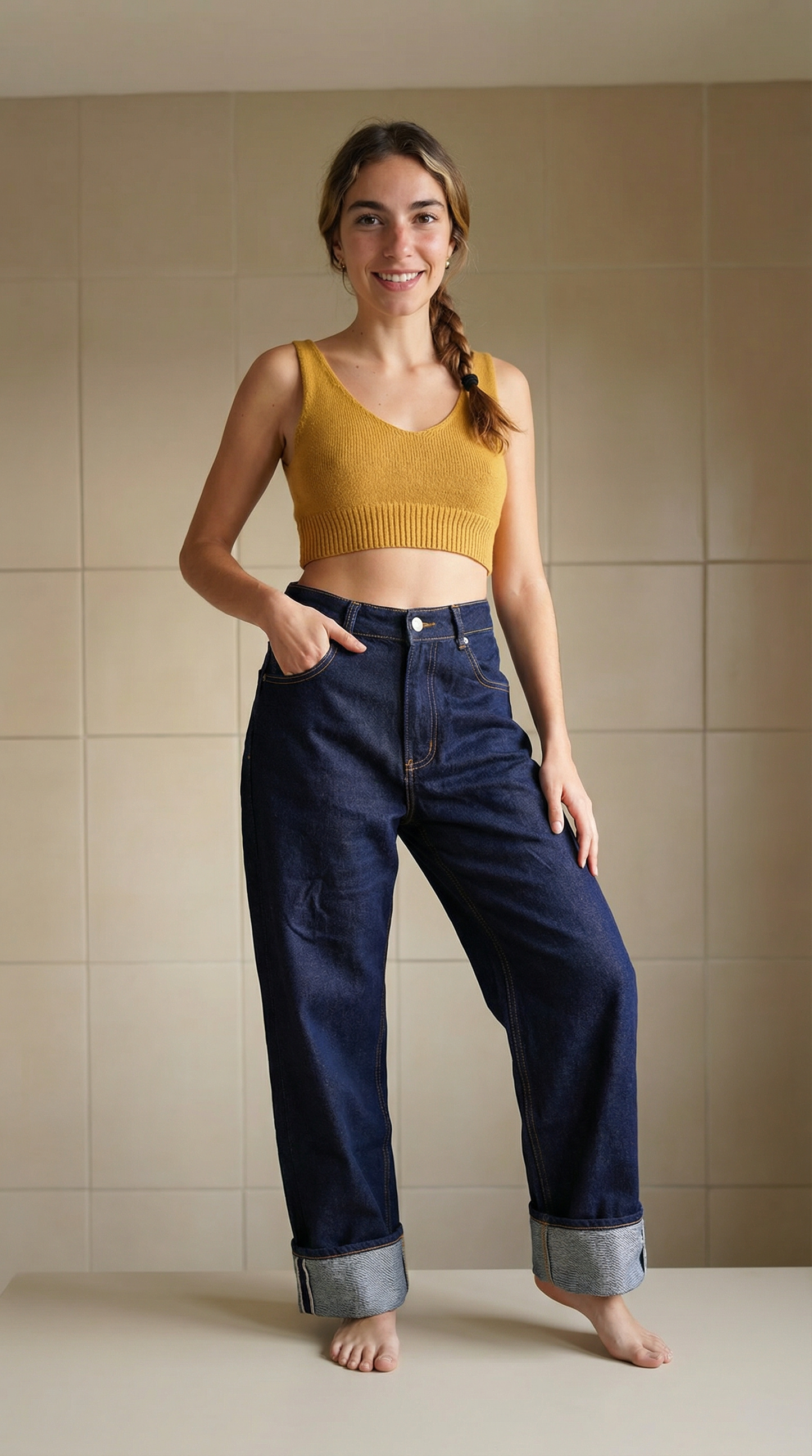 Jeans mit weitem Elefantenbein