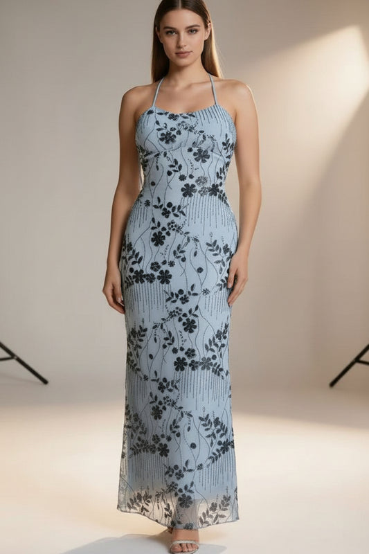 Perlenstickerei-Maxikleid