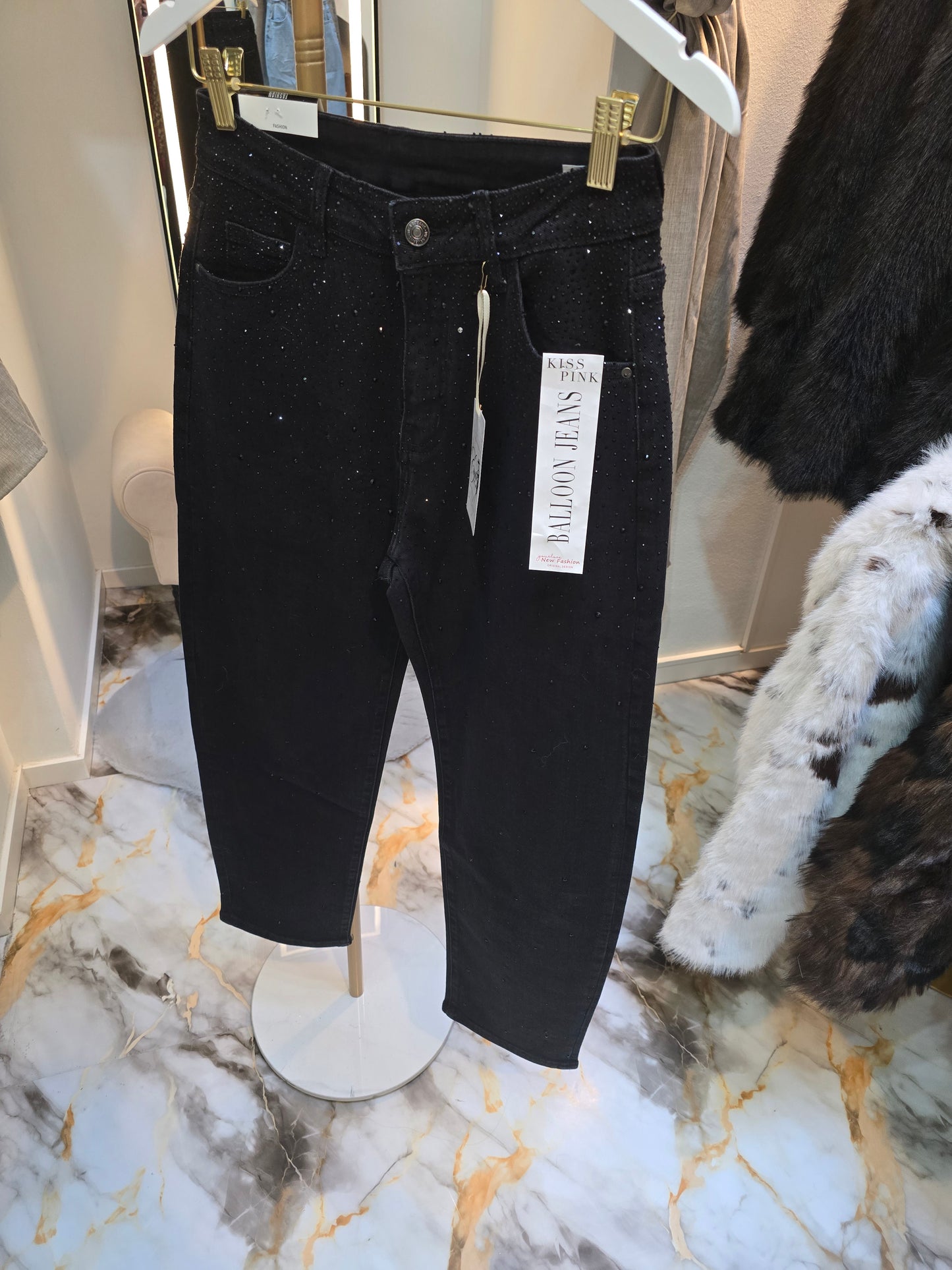 Balloon Jeans mit Glitzer