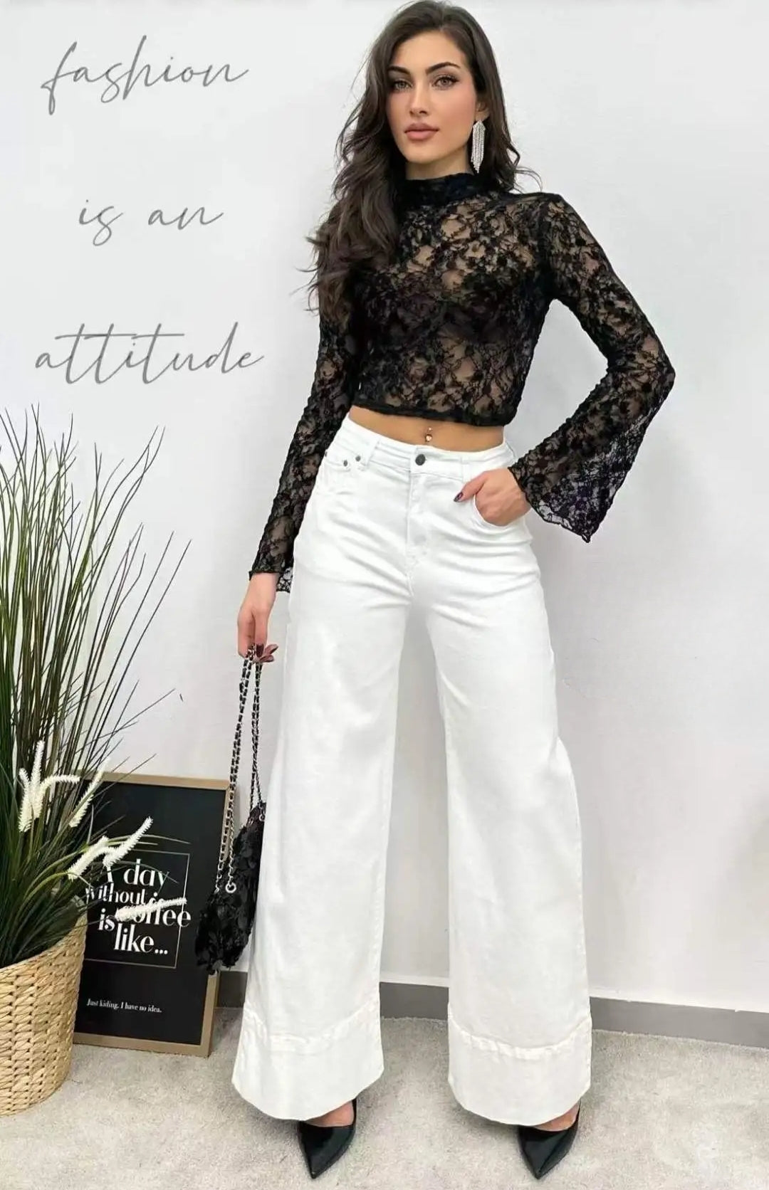 Weisse Palazzo Jeans
