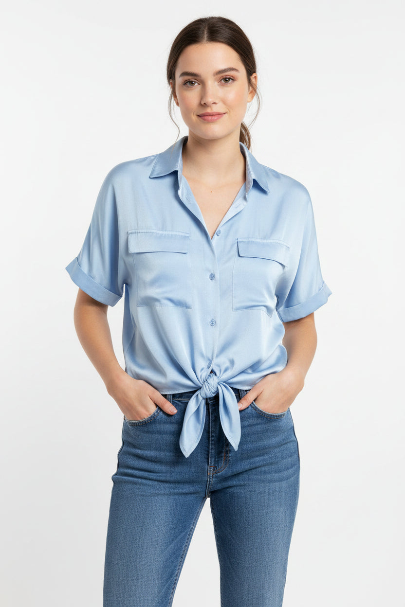 Bluse zum Binden aus 100% Viskose