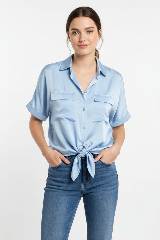 Bluse zum Binden aus 100% Viskose