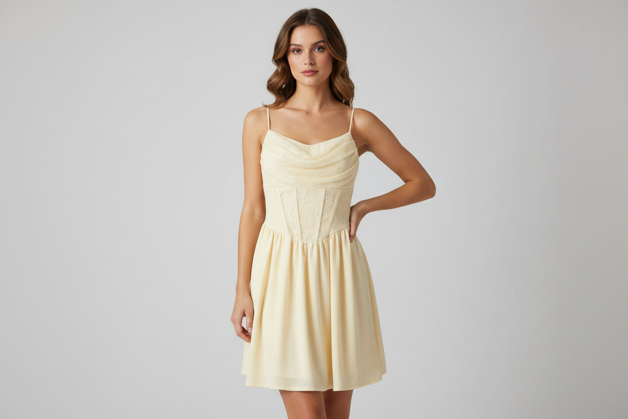 Kurzes Kleid im Korsettlook