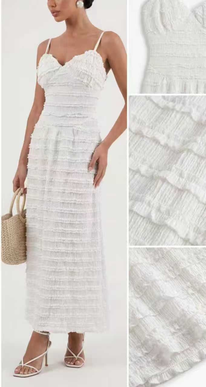 Struktur-Maxikleid mit Raffoptik