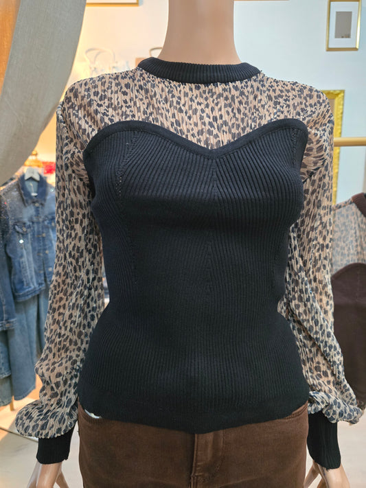Pullover mit Leopardeneinsatz