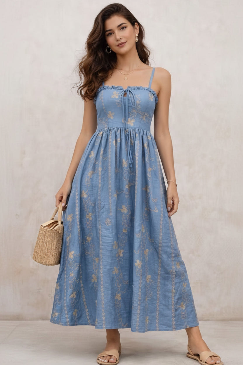 Floral-Maxikleid mit Spaghettiträgern