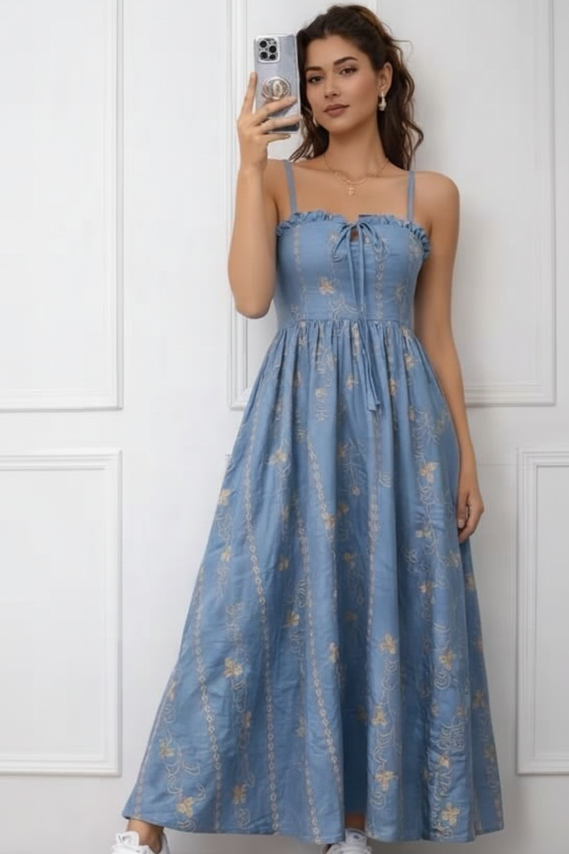 Floral-Maxikleid mit Spaghettiträgern